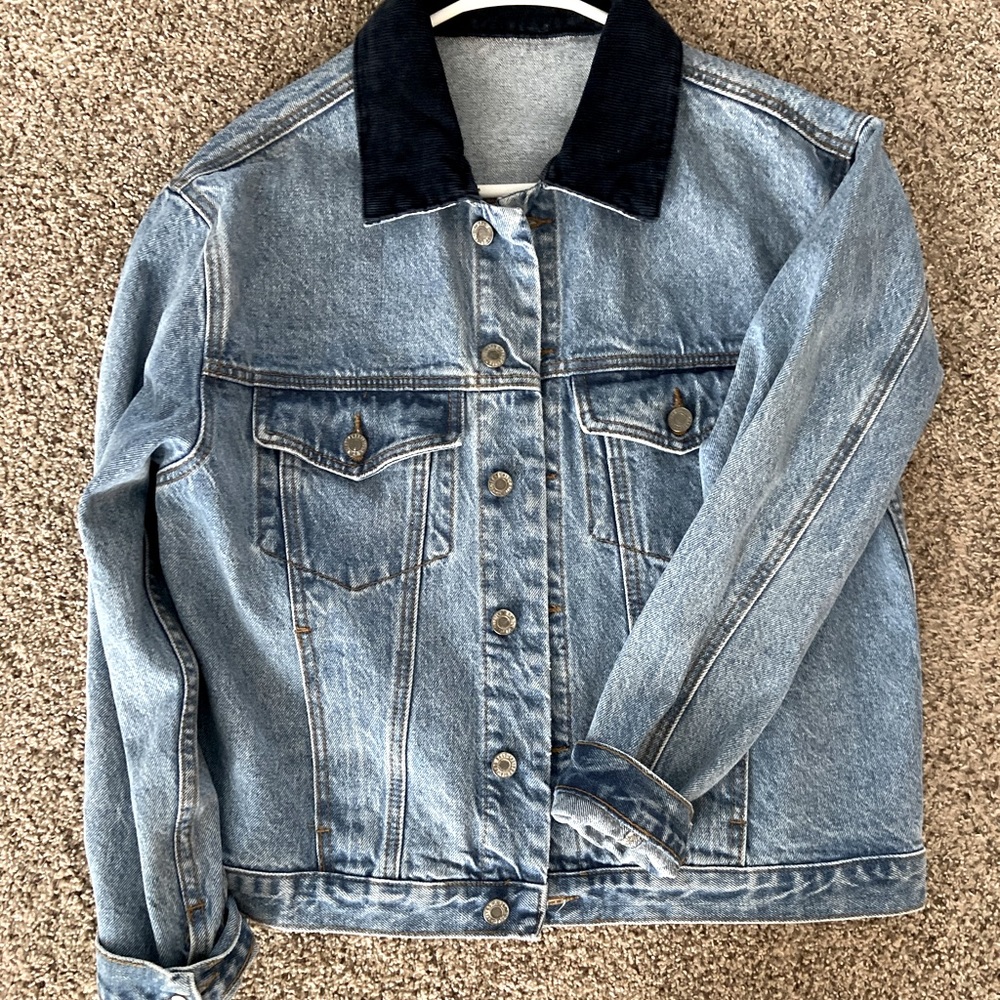 Denim Jacket with Corduroy Collar